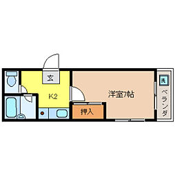 エレアーバンビル 1Kの間取図画像