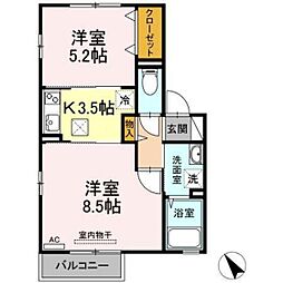 ヴィアブリーズ 2Kの間取図画像