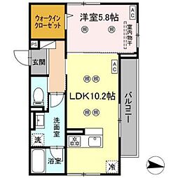 VILLA HAKUYO 1LDKの間取図画像