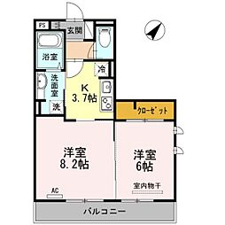 サンシスト 2Kの間取図画像