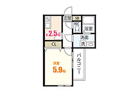 BRAVEBASE長束 1Kの間取図画像