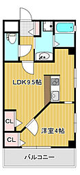 パークヒルズ大手町 1LDKの間取図画像