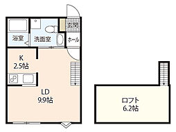 アメニティ江波 1LDKの間取図画像