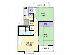 Michiroom可部南 2DKの間取図画像