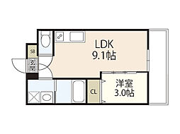 仮称)S-MOVE庚午北NEO 1LDKの間取図画像