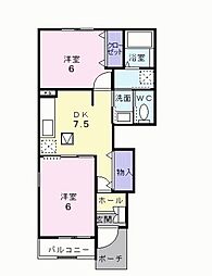 リバーサイド北斗 2DKの間取図画像