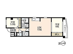 ハイネスアリタリア 2LDKの間取図画像