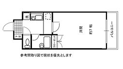 サンローレル串戸 1Kの間取図画像