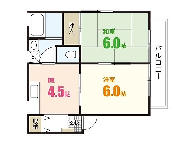 ラヴィーヌ緑井II号館 ｜広島県広島市安佐南区緑井8丁目(賃貸アパート2DK・2階・44.70㎡)の写真 その2