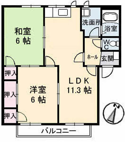 プレジオ泉田 ｜広島県広島市東区戸坂大上3丁目(賃貸アパート2LDK・2階・58.60㎡)の写真 その2