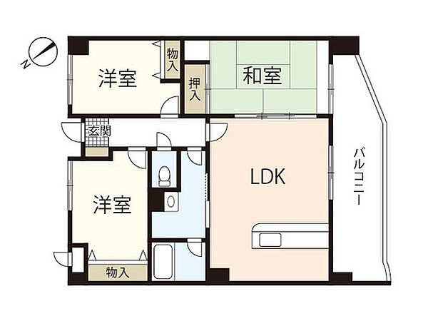 カーサ古江 ｜広島県広島市西区古江上2丁目(賃貸マンション3LDK・2階・68.00㎡)の写真 その2