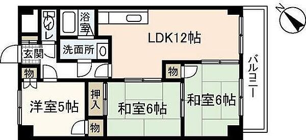 広島県広島市安佐南区八木1丁目(賃貸マンション3LDK・1階・65.20㎡)の写真 その2