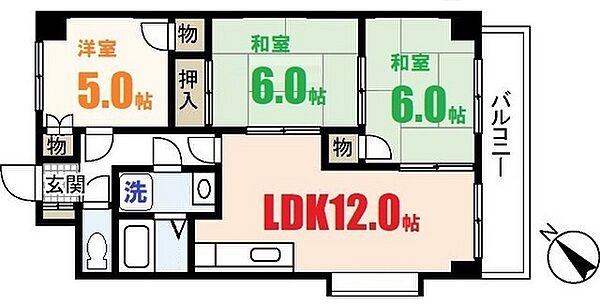 広島県広島市安佐南区八木1丁目(賃貸マンション3LDK・2階・65.20㎡)の写真 その2