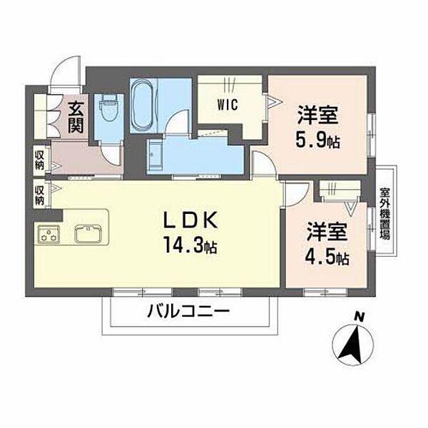 ジェンティーレ伍番館 ｜広島県広島市東区戸坂大上1丁目(賃貸マンション2LDK・2階・60.89㎡)の写真 その2