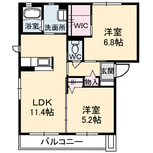 カミーリアD棟 ｜広島県広島市西区己斐上4丁目(賃貸アパート2LDK・2階・54.07㎡)の写真 その2