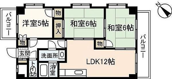 ビラバロンI ｜広島県広島市安佐南区八木1丁目(賃貸マンション3LDK・2階・65.20㎡)の写真 その2