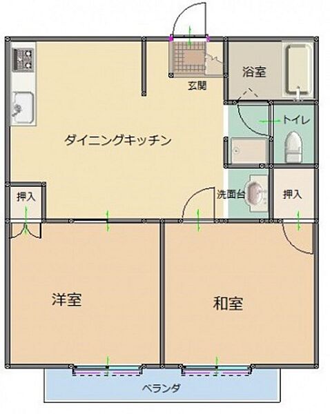 タウンリバティSY　A ｜広島県廿日市市下平良(賃貸アパート2DK・1階・40.04㎡)の写真 その2