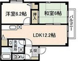 フォブール道岡 2LDKの間取図画像