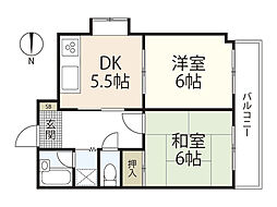 大桂第2ビル 2DKの間取図画像