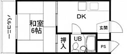 上川ビル 1DKの間取図画像