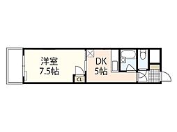 第3木本ビル 1DKの間取図画像