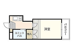 ハッピープレイス2 1Kの間取図画像
