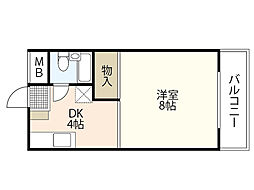 ベルメゾン田方 1Kの間取図画像