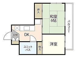 ハイネス江波 2DKの間取図画像