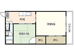 藤本ビル 2DKの間取図画像