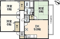 ヒルサイドテラスD棟 3DKの間取図画像
