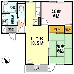 スターライト中央 2DKの間取図画像