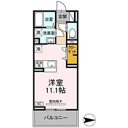 グレイスガーデンA 3階ワンルームの間取り