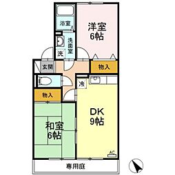 エスポワールタガワ2 2DKの間取図画像
