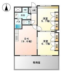 ラ・ヴィータ高取北2 2DKの間取図画像