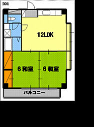 レジデンス古田 2DKの間取図画像