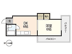 中田ビル西原 1DKの間取図画像