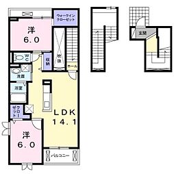 シュトラール　ドリット 3階2LDKの間取り