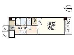 カーサ祇園 1Kの間取図画像