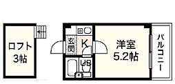 メゾンナカノ 1Kの間取図画像