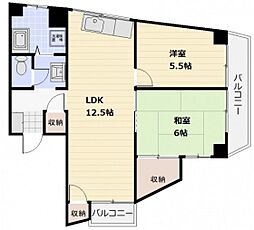 ペントハウス浜田 2LDKの間取図画像