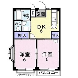 エルディム神明 2DKの間取図画像