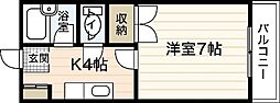 第一品川ビル 1Kの間取図画像