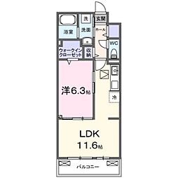 サンリットII 1階1LDKの間取り