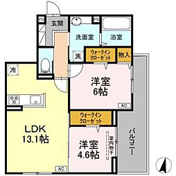 アルカディア中山 2LDKの間取図画像