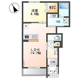 グランドハイツ弐番館 1LDKの間取図画像