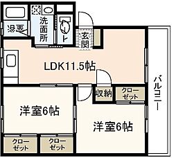 田中第1アパート 2LDKの間取図画像