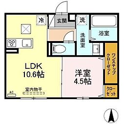シャインテラス 1LDKの間取図画像