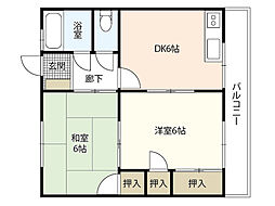 笹本マンション 2DKの間取図画像