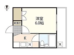 東雲ハイツ 1Kの間取図画像