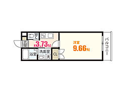 M・テラス上安B棟 1Kの間取図画像